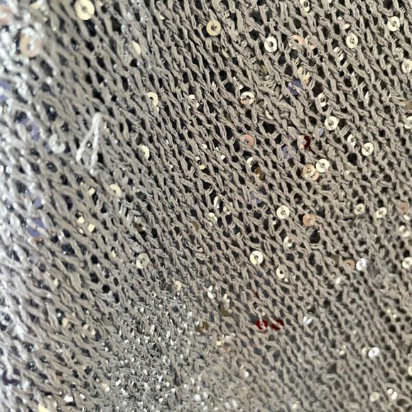 4/$15 Silvery Gray Sparkly Knit sweater Sequin Top by Matty M RARE” Size Small - Picture 2 of 5